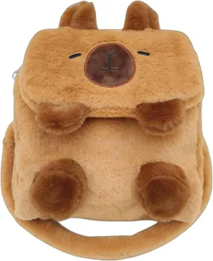 Lightweight Kapibara Crossbody Bag Large Capacity copybara Plush Crossbody Bag with pins and Accessories (Square Bag)
