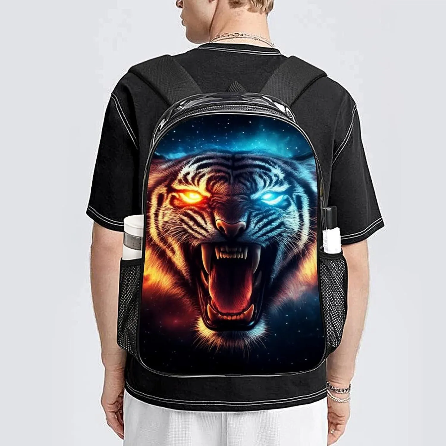 Lightweight Rucksack for Sports Travel Running - Big Capacity Multipurpose Transparent Bookbag, Beautiful Wild Animal Tiger Art Travel and Sport Backpack Rucksack