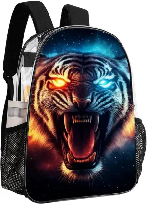 Lightweight Rucksack for Sports Travel Running - Big Capacity Multipurpose Transparent Bookbag, Beautiful Wild Animal Tiger Art Travel and Sport Backpack Rucksack