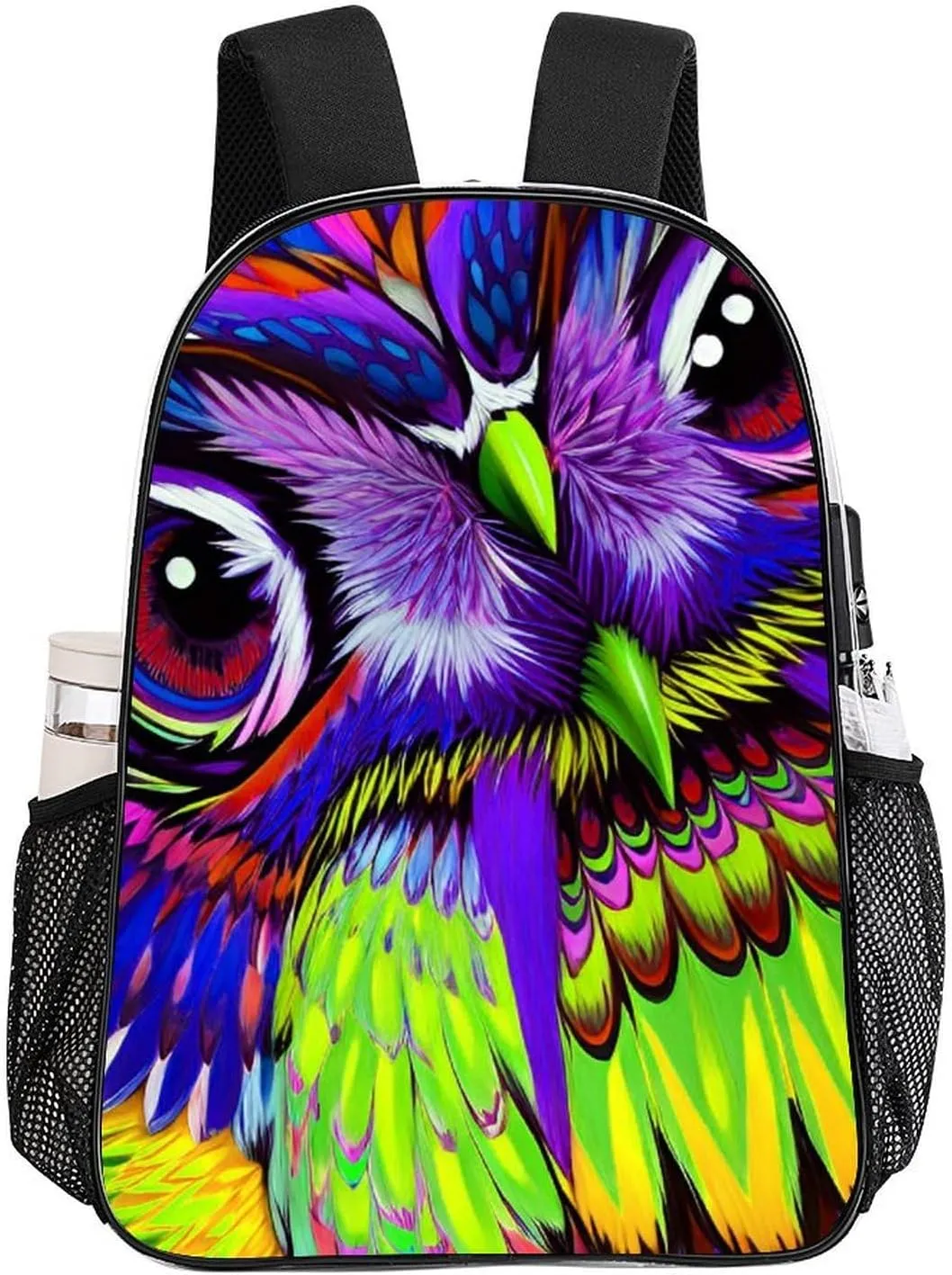Lightweight Rucksack for Sports Travel Running - Big Capacity Multipurpose Transparent Bookbag, Trippy Owl Abstract Art Travel and Sport Backpack Rucksack