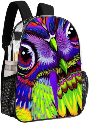 Lightweight Rucksack for Sports Travel Running - Big Capacity Multipurpose Transparent Bookbag, Trippy Owl Abstract Art Travel and Sport Backpack Rucksack