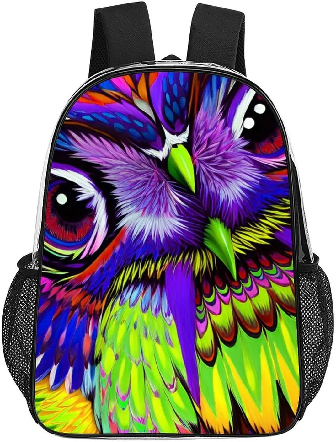 Lightweight Rucksack for Sports Travel Running - Big Capacity Multipurpose Transparent Bookbag, Trippy Owl Abstract Art Travel and Sport Backpack Rucksack