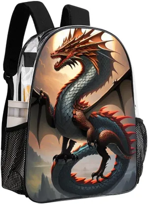 Lightweight Rucksacks for Camping Picnic Cycling - Large Capacity Multipurpose Transparent Carry On Bag, Majestic Dragon Fantasy Art Travel Hiking & Camping Rucksack
