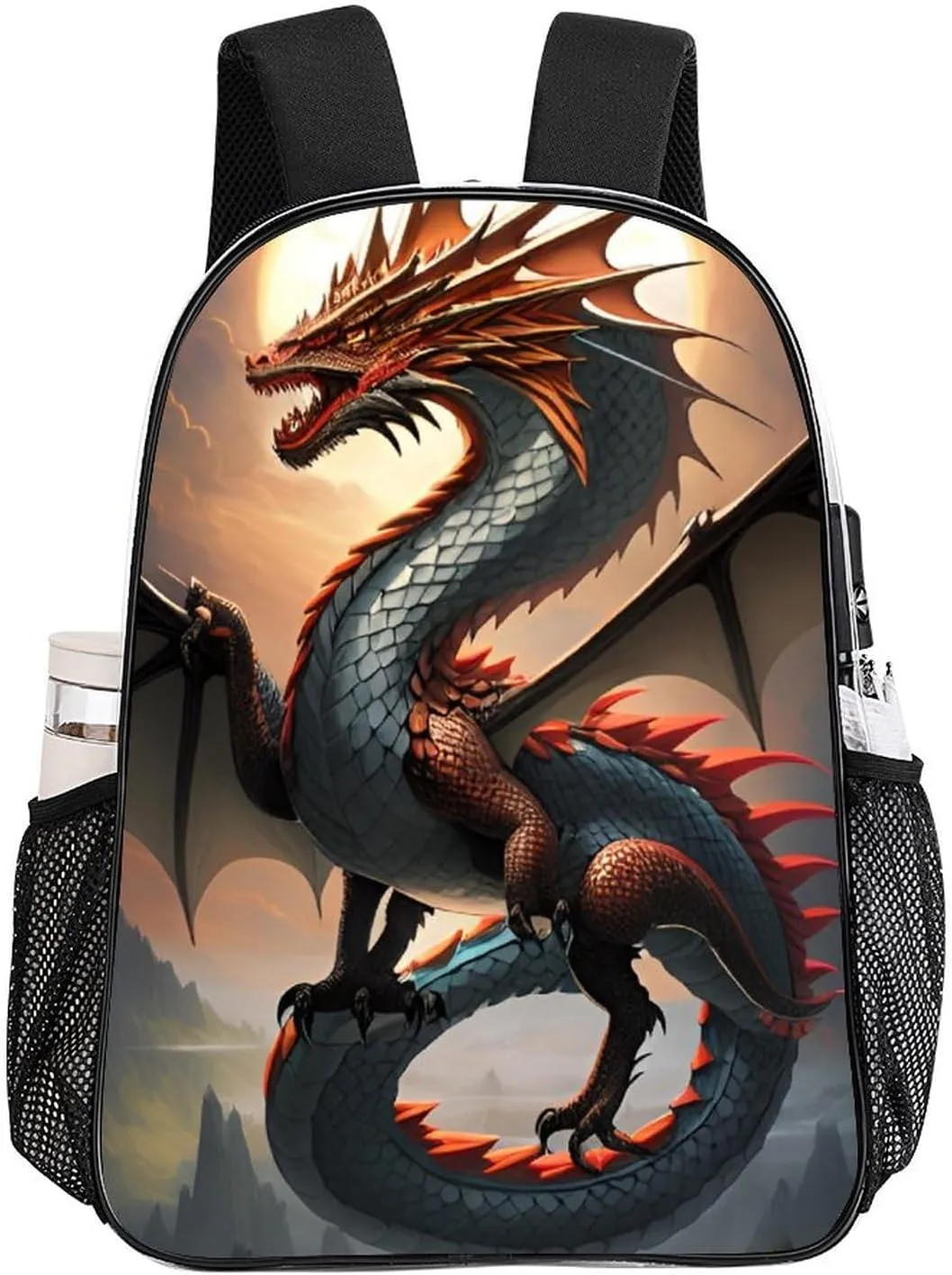 Lightweight Rucksacks for Camping Picnic Cycling - Large Capacity Multipurpose Transparent Carry On Bag, Majestic Dragon Fantasy Art Travel Hiking & Camping Rucksack