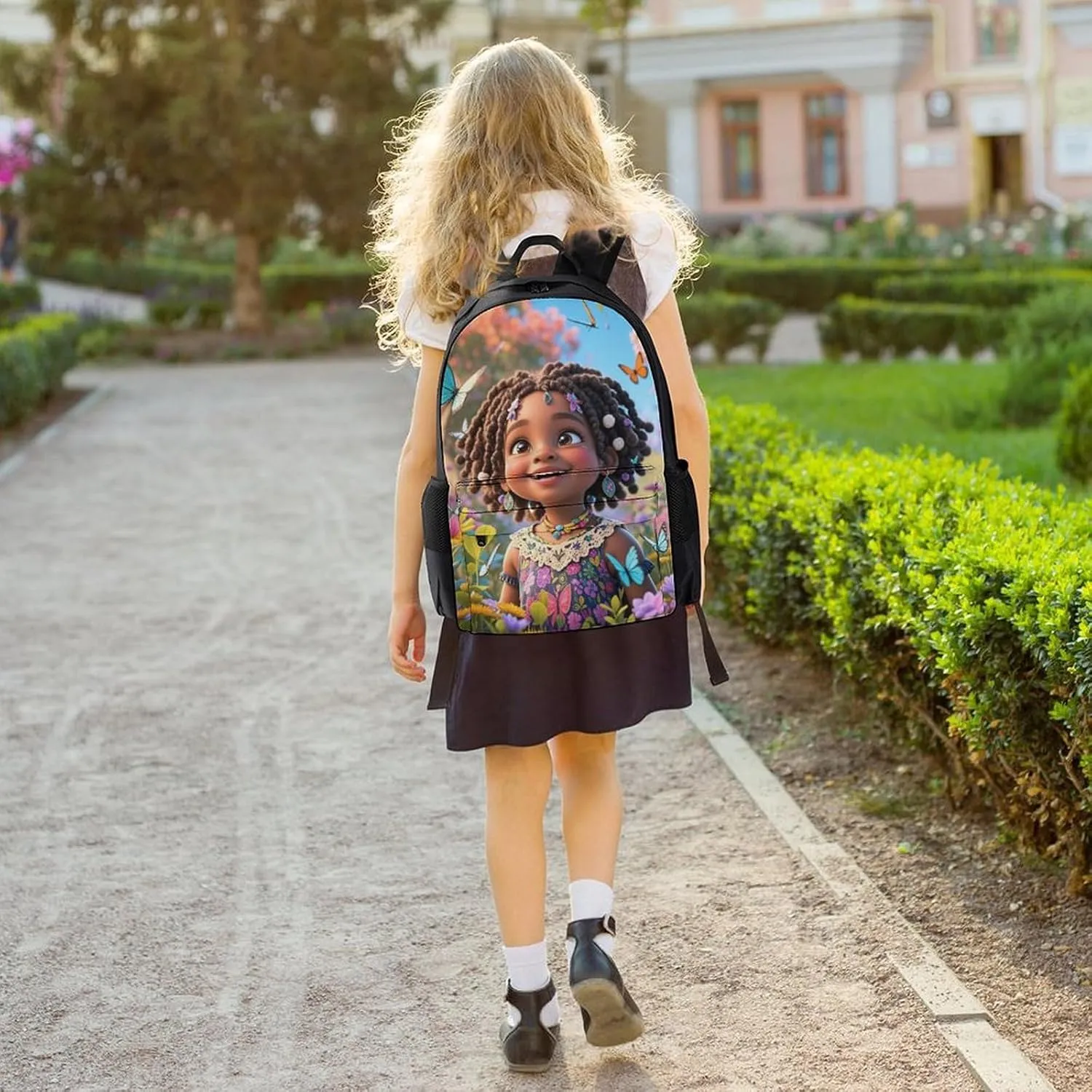 Lightweight Rucksacks for Camping Picnic Walking Cycling - Large Capacity Multipurpose Anti-Theft Carry On Bag, Colorful Afro American Black Woman With Butterflies Art Travel Hiking & Camping Rucksack