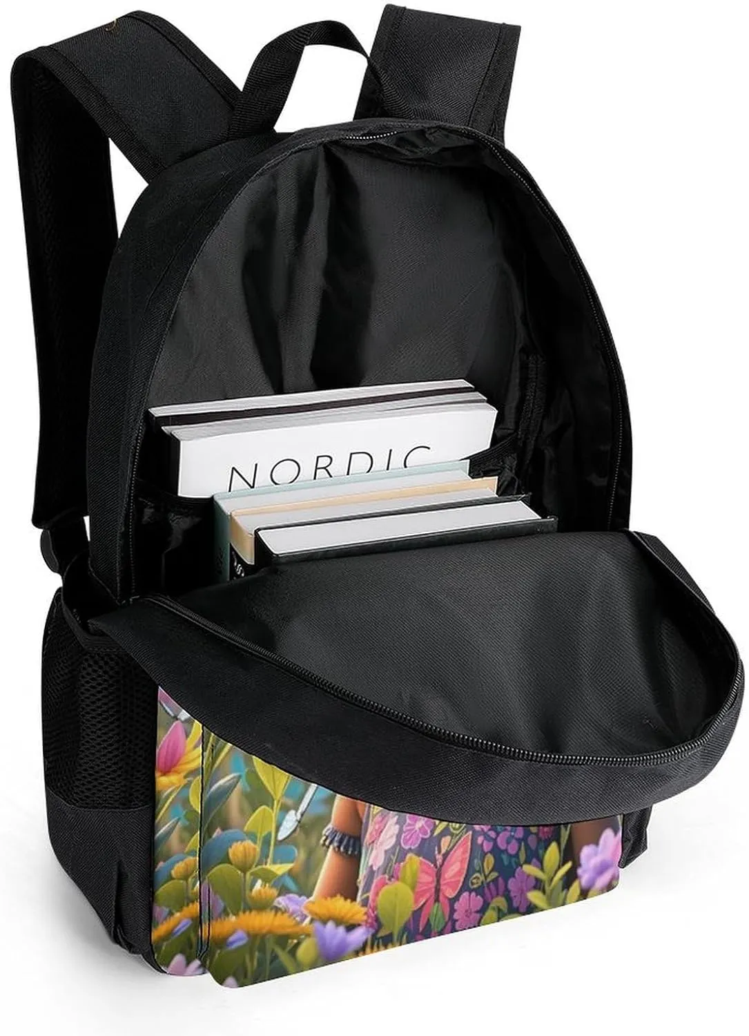 Lightweight Rucksacks for Camping Picnic Walking Cycling - Large Capacity Multipurpose Anti-Theft Carry On Bag, Colorful Afro American Black Woman With Butterflies Art Travel Hiking & Camping Rucksack