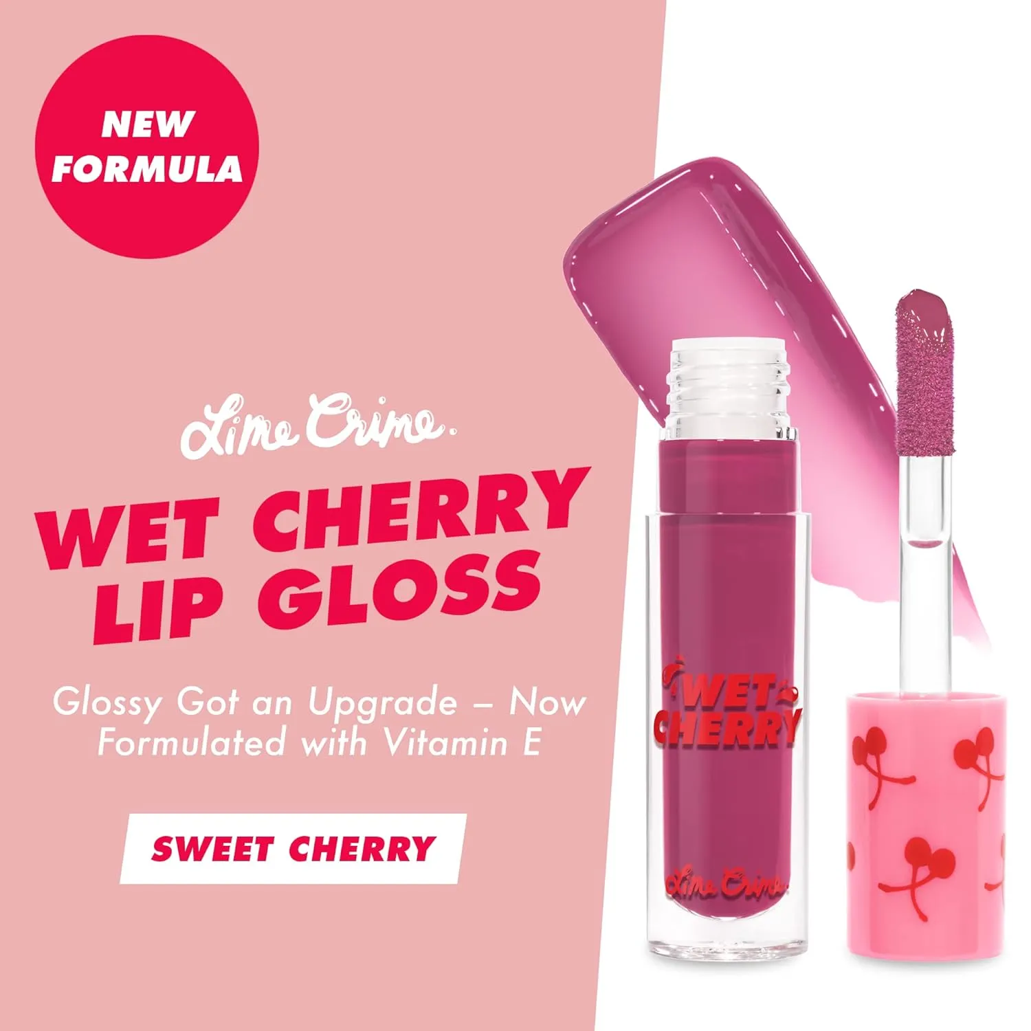 Lime Crime Wet Cherry Lip Gloss, Sweet Cherry (Soft Mauve) - Cherry Scented Lightweight, Plumping & Comfortable Ultra Glossy Sheen That Wont Stick - Long Lasting & Non-Sticky - Vegan Makeup