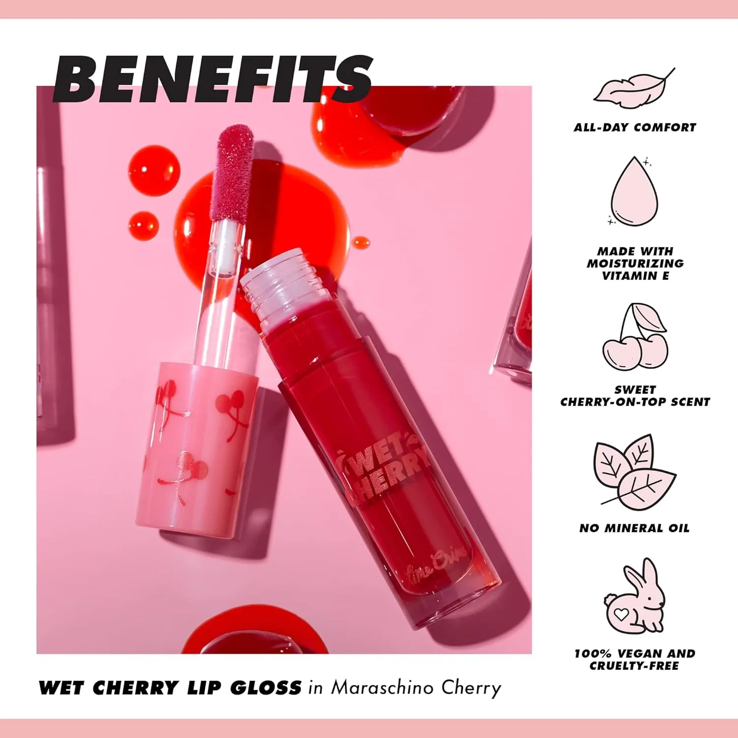 Lime Crime Wet Cherry Lip Gloss, Sweet Cherry (Soft Mauve) - Cherry Scented Lightweight, Plumping & Comfortable Ultra Glossy Sheen That Wont Stick - Long Lasting & Non-Sticky - Vegan Makeup