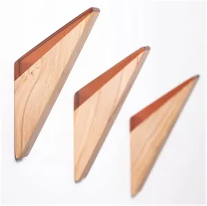 LINE ARC Solid Olive Wood Wall Hook with Extra Durable Acrylic Top (Set of 3, Amber) Mid-Century Modern, Minimalist, Scandinavian, Decorative, Coat, Hat, Towel, Bag 25lb Weight Limit