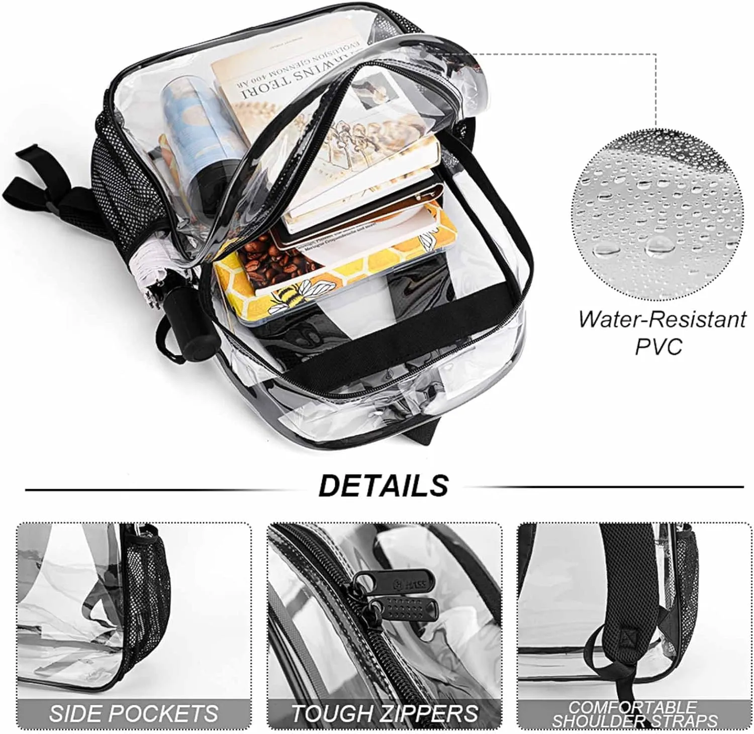 Lion Head Art Daypack Lightweight Multipurpose Anti-Theft Shoulder Bag Large Capacity Laptop Book Bag Rucksack Transparent Bag
