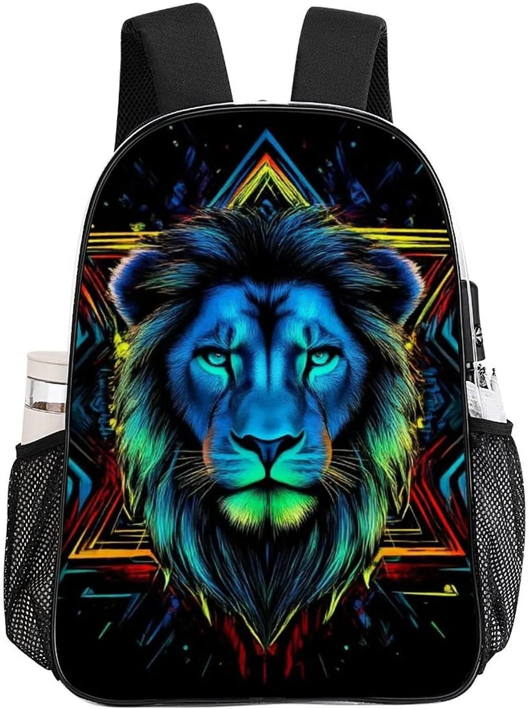 Lion Head Art Daypack Lightweight Multipurpose Anti-Theft Shoulder Bag Large Capacity Laptop Book Bag Rucksack Transparent Bag
