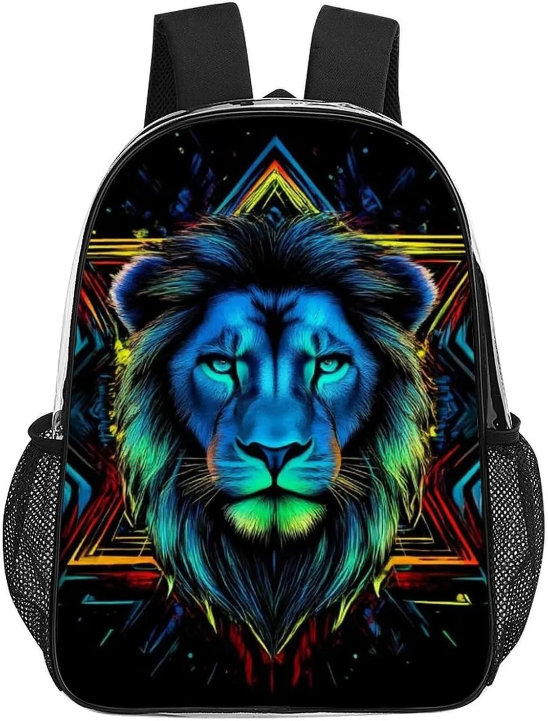 Lion Head Art Daypack Lightweight Multipurpose Anti-Theft Shoulder Bag Large Capacity Laptop Book Bag Rucksack Transparent Bag