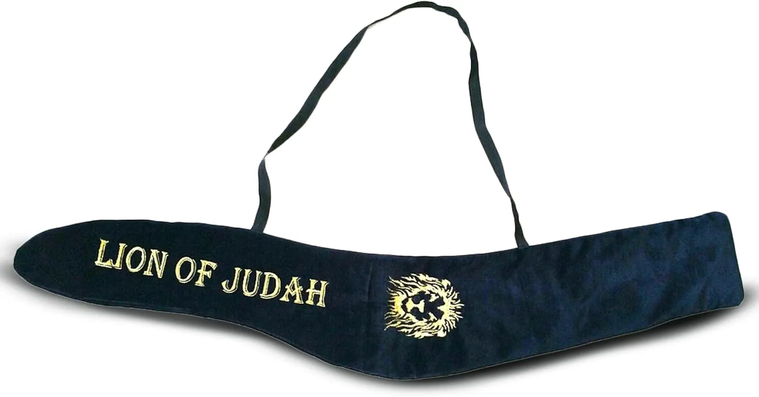 Lion of Judah Long Velvet Yemenite Kudu Kosher Shofar Bag - Shofar Bag for Christian/Jewish - Luxurious Israel Bags | Shofar Original Israel