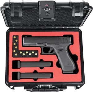 Lockable Handgun Case for Glock, TSA Gun Case for G17/G19/G20/G21/G22/G23/G31/G32/G37/G38/G43/G45, Waterproof Gun Case with Foam, Pistol Case for Transport & Storage