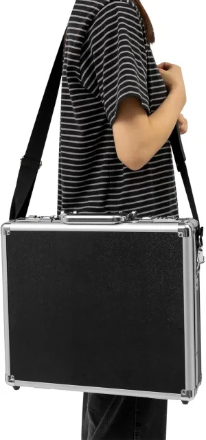 Locking Briefcase - 15 x 13 x 4.3 Inch Combination Lock Hard Laptop Case w/Strap, Portable Storage Lock Box Briefcases for Men and Women (Black (Patterned lining))