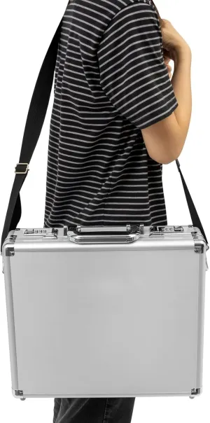 Locking Briefcase - 15 x 13 x 4.3 Inch Combination Lock Hard Laptop Case w/Strap, Portable Storage Lock Box Briefcases for Men and Women (Silver (Patterned lining))