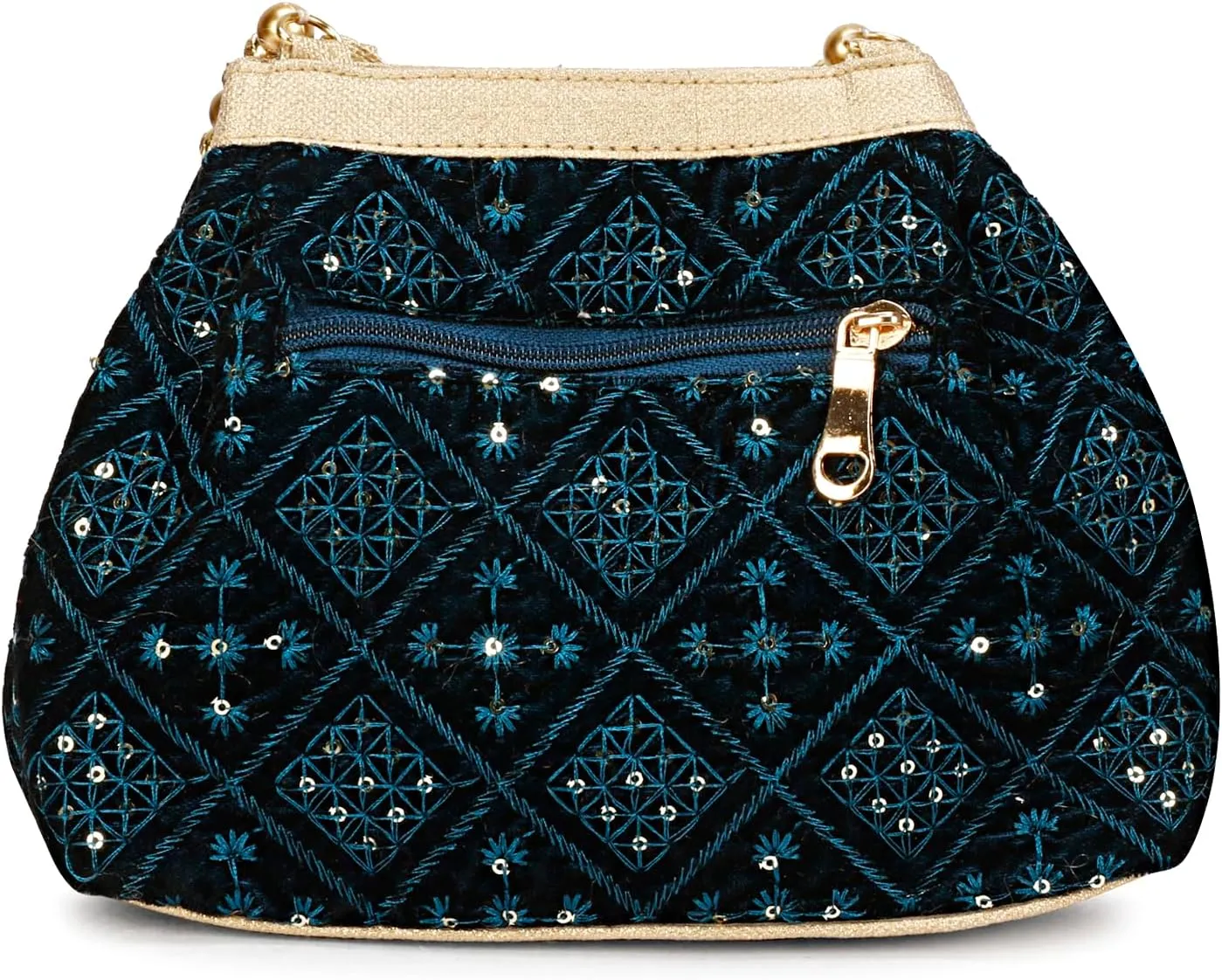 LONGING TO BUY Indian Ethnic Designer Embroidered Silk Potli Bag Batwa Pearls Handle Purse