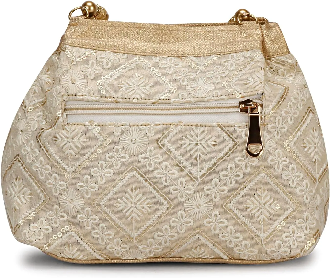 LONGING TO BUY Indian Ethnic Designer Embroidered Silk Potli Bag Batwa Pearls Handle Purse