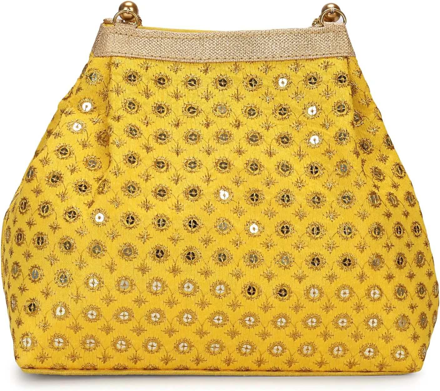 LONGING TO BUY Indian Ethnic Designer Embroidered Silk Potli Bag Batwa Pearls Handle Purse