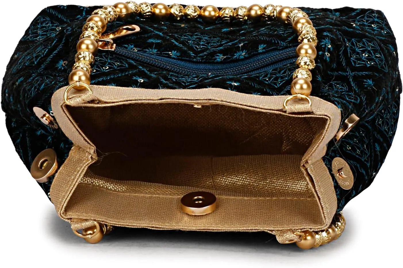 LONGING TO BUY Indian Ethnic Designer Embroidered Silk Potli Bag Batwa Pearls Handle Purse