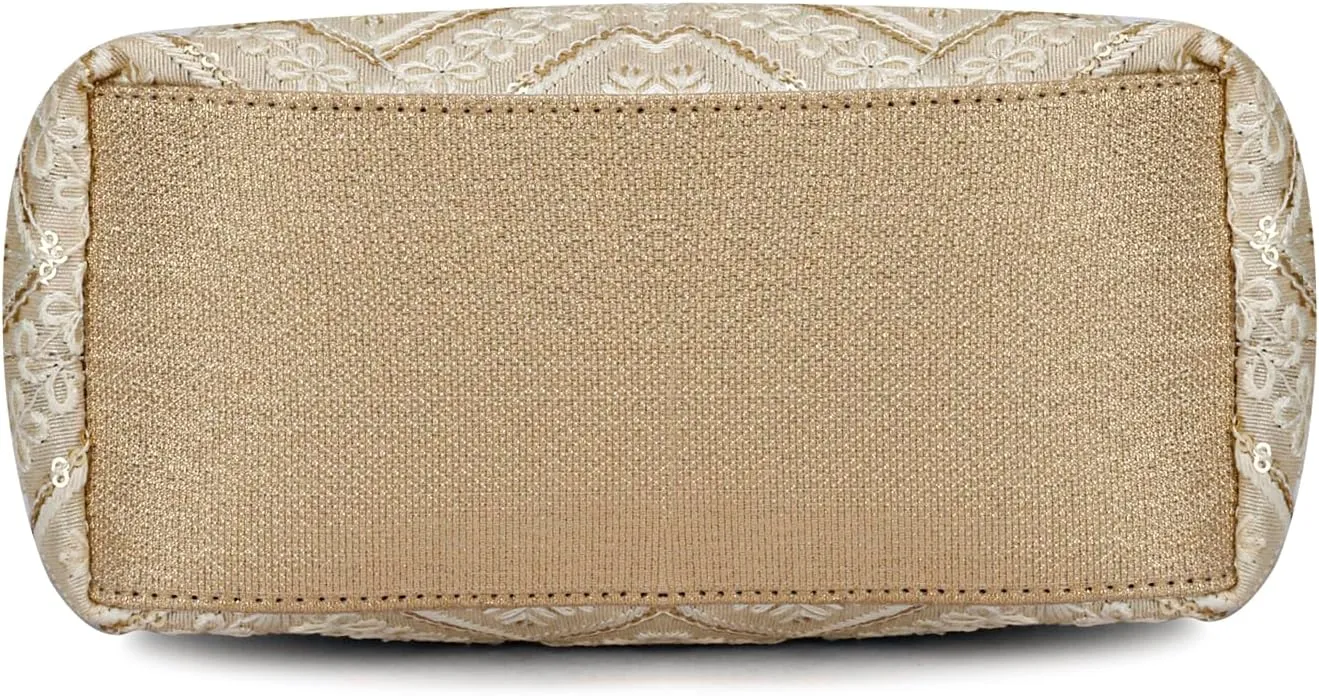 LONGING TO BUY Indian Ethnic Designer Embroidered Silk Potli Bag Batwa Pearls Handle Purse