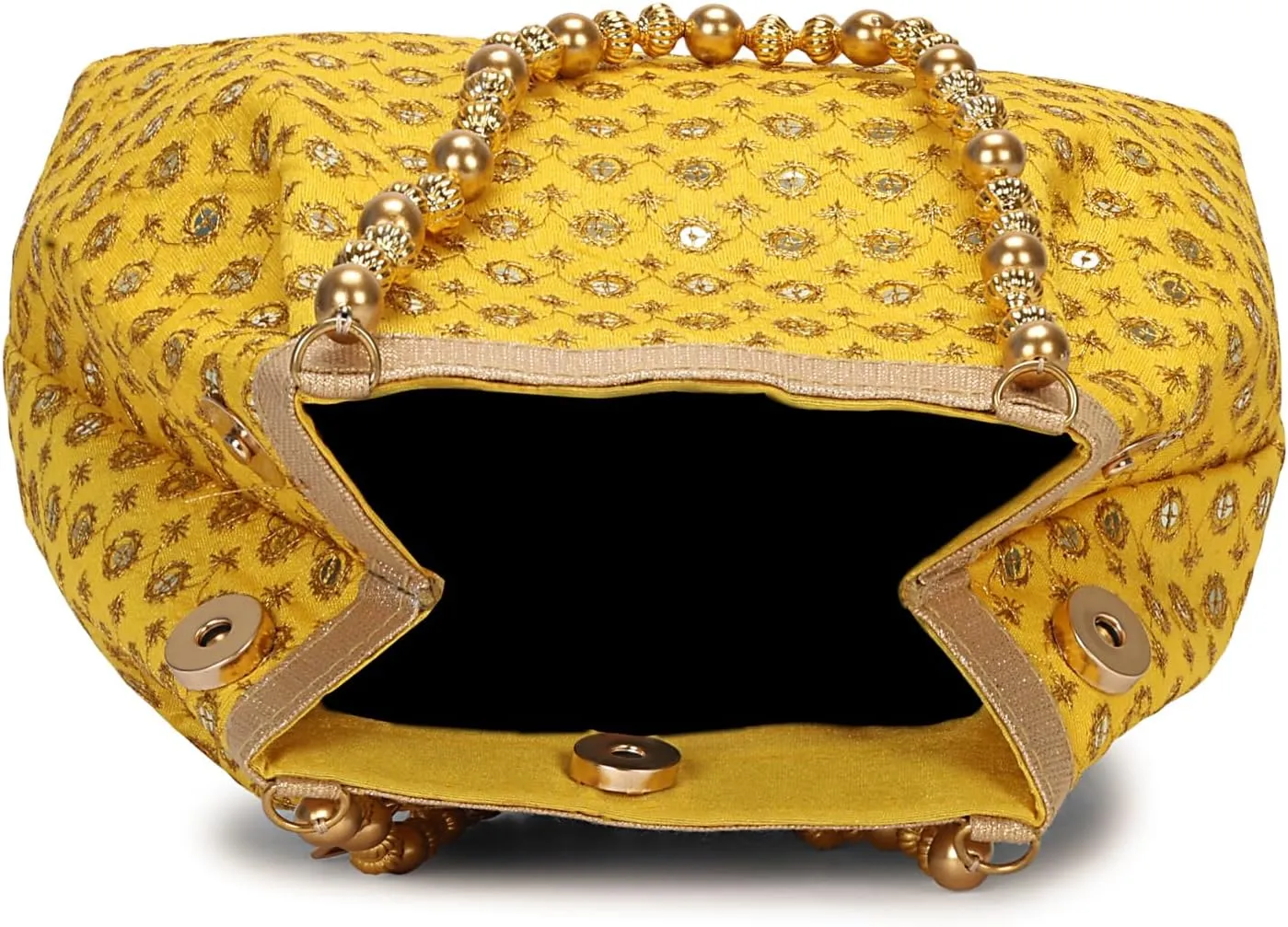 LONGING TO BUY Indian Ethnic Designer Embroidered Silk Potli Bag Batwa Pearls Handle Purse
