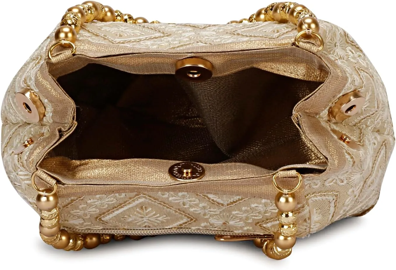 LONGING TO BUY Indian Ethnic Designer Embroidered Silk Potli Bag Batwa Pearls Handle Purse