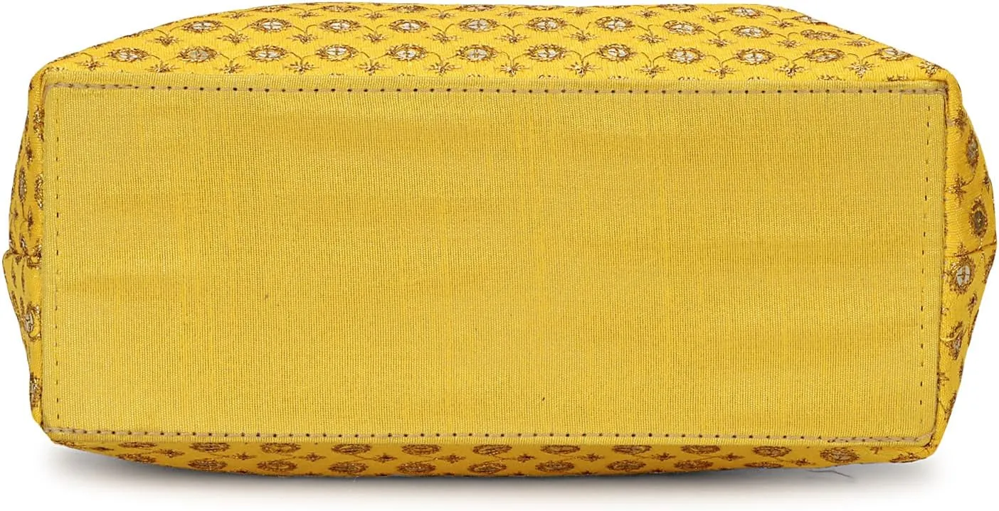 LONGING TO BUY Indian Ethnic Designer Embroidered Silk Potli Bag Batwa Pearls Handle Purse