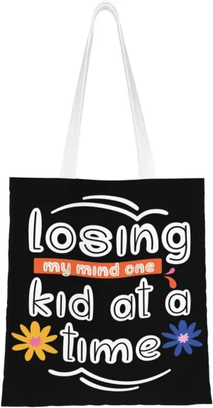 Losing My Mind Tote Bag for Women Canvas Shopping Bags Reusable Large Capacity Casual Shoulder Handbags Grocery Bags DIY Gift Bags