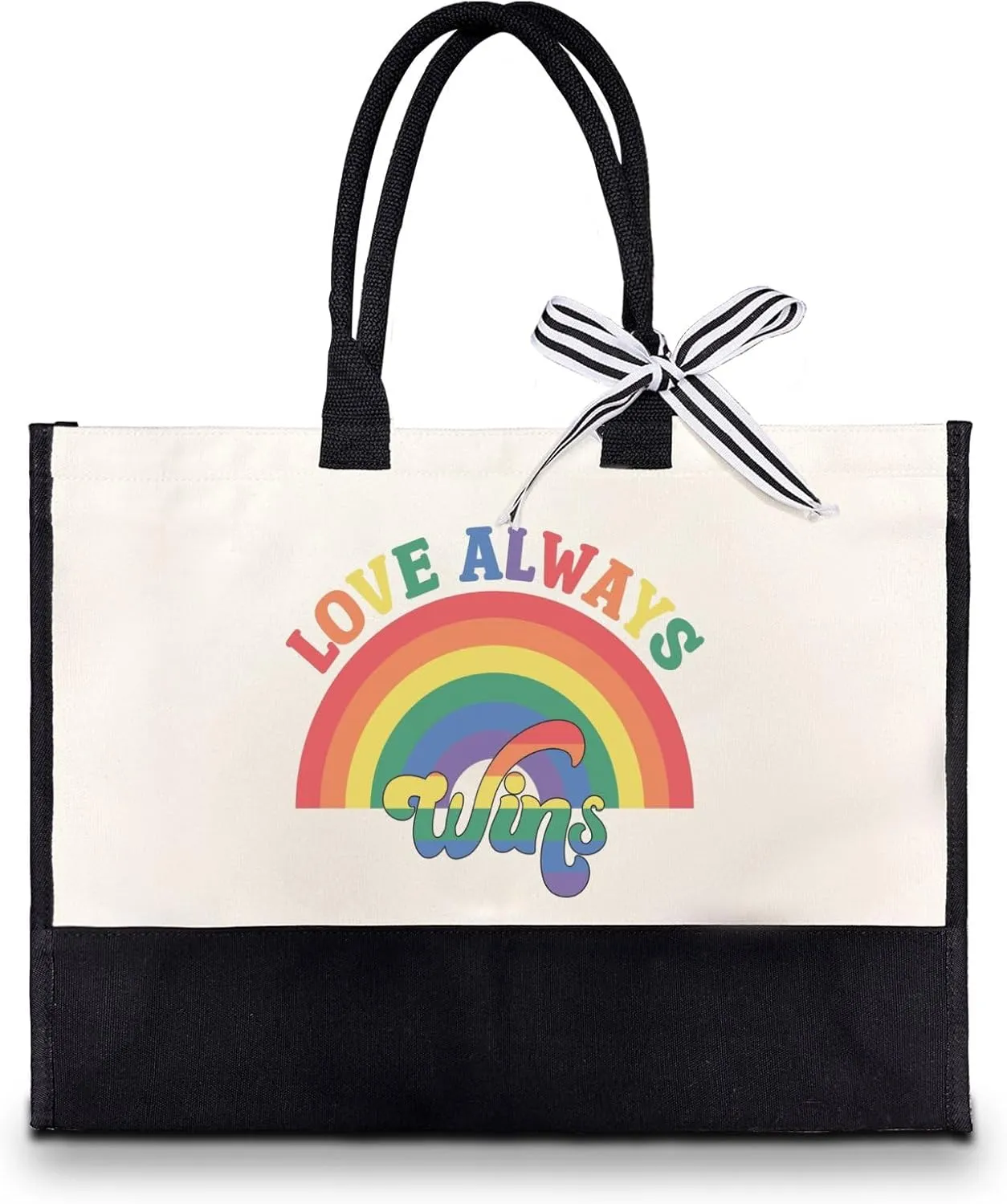 Love Always Wins Funny Canvas Tote Bag Canvas Bag Lightweight Reusable Grocery Shopping Cloth Bags