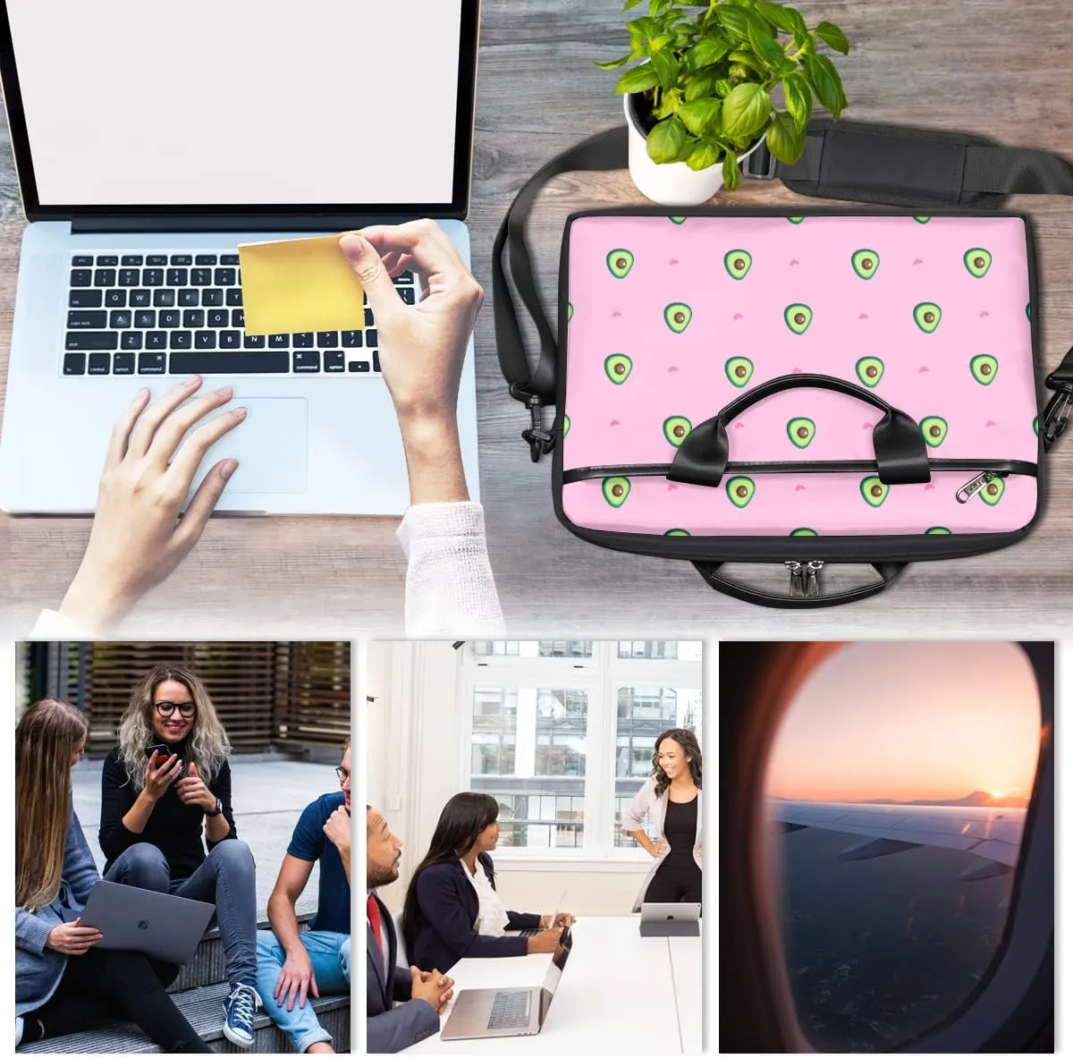 Love Letters Laptop Shoulder Messenger Bag Waterproof Laptop Briefcase Handle Padded Strap