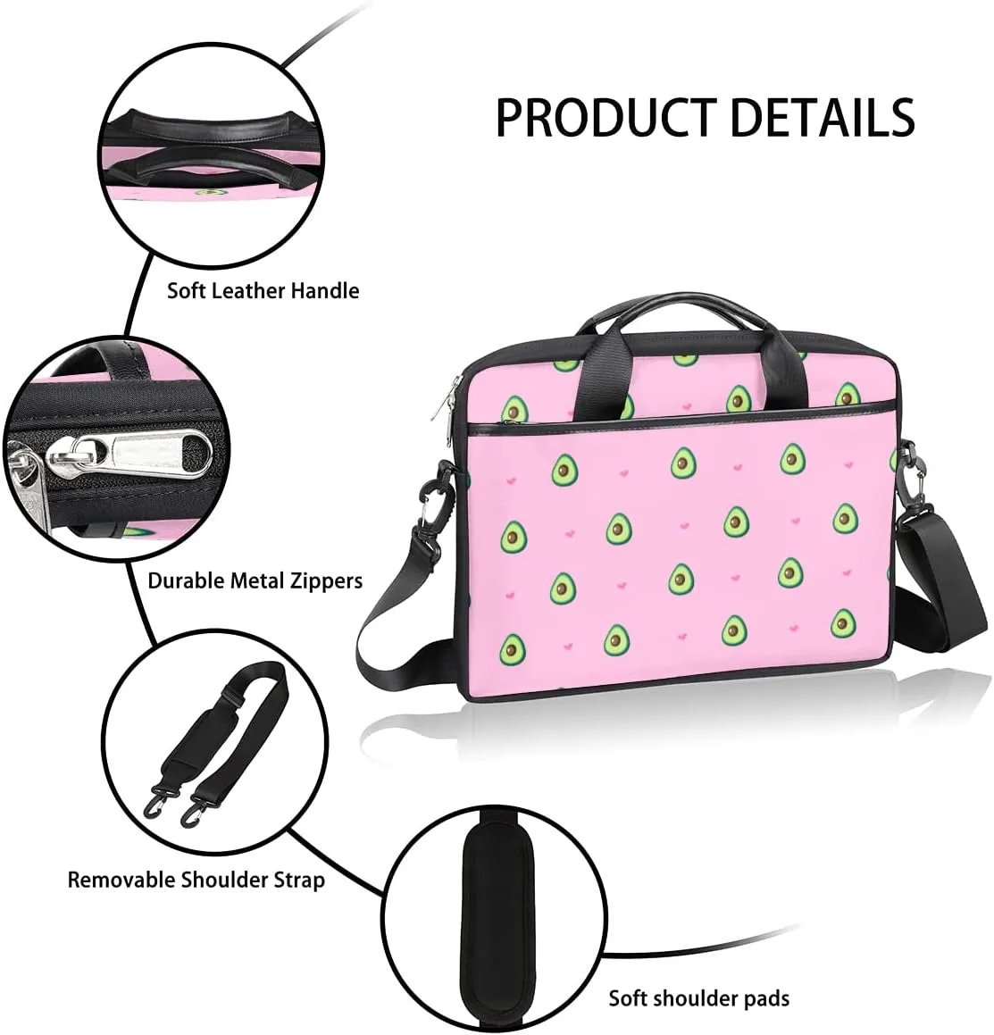 Love Letters Laptop Shoulder Messenger Bag Waterproof Laptop Briefcase Handle Padded Strap