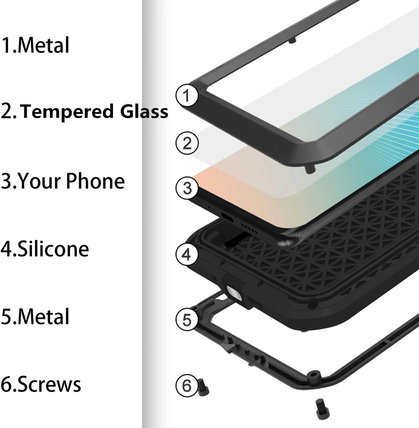 LOVE MEI Compatible with Samsung Galaxy A51 Case, Waterproof Military Heavy Duty Shockproof Dust/Dirt Proof Hybrid Aluminum Metal Silicone Tempered Glass Case Hard Cover (Green)
