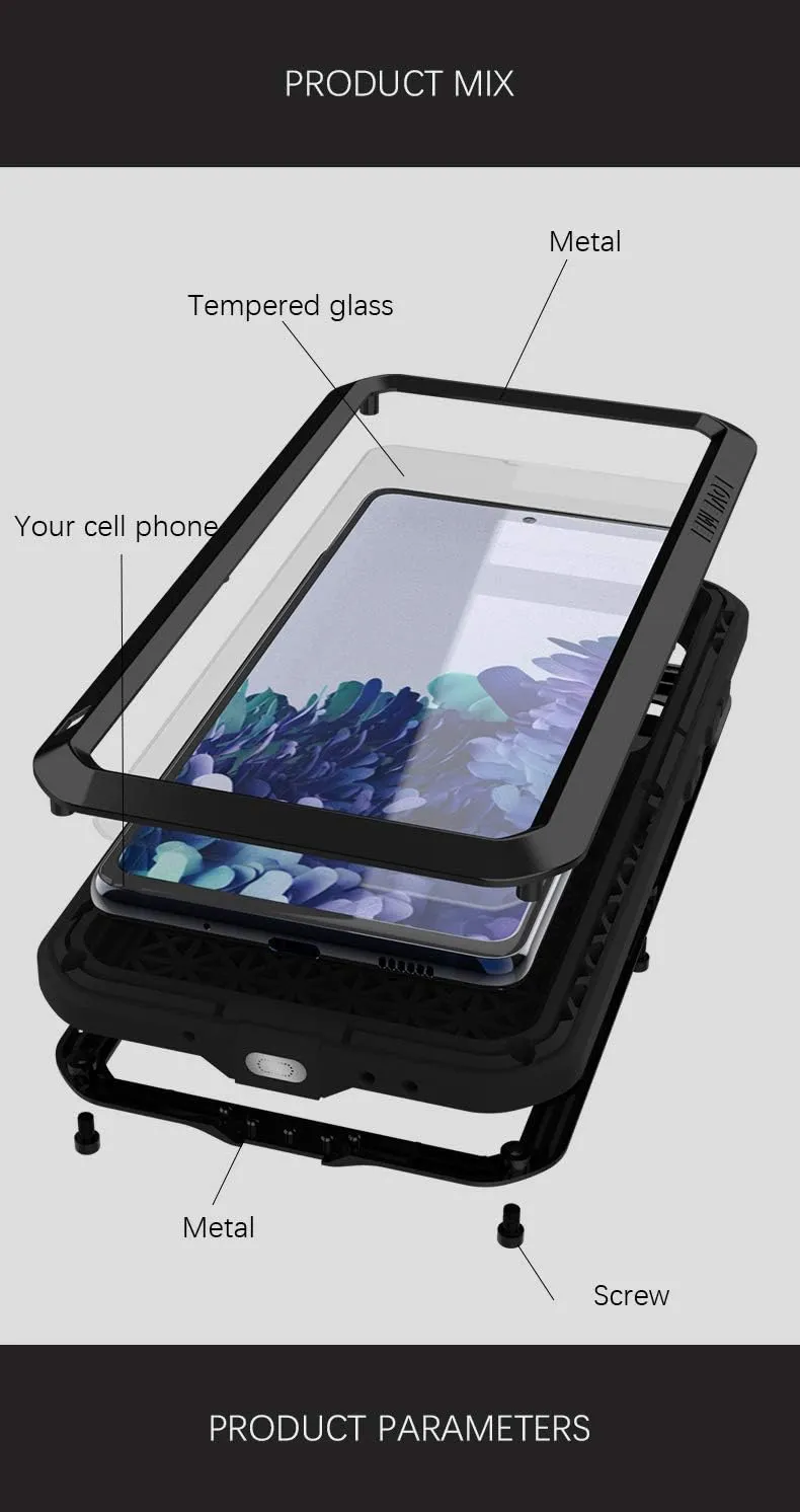 LOVE MEI for Samsung Galaxy S20 FE 5G Case,Outdoor Sports Military Heavy Duty Metal Cover Waterproof Shockproof Dustproof Full Body Rugged Case with Built in Tempered Glass Screen Protector(Yellow)
