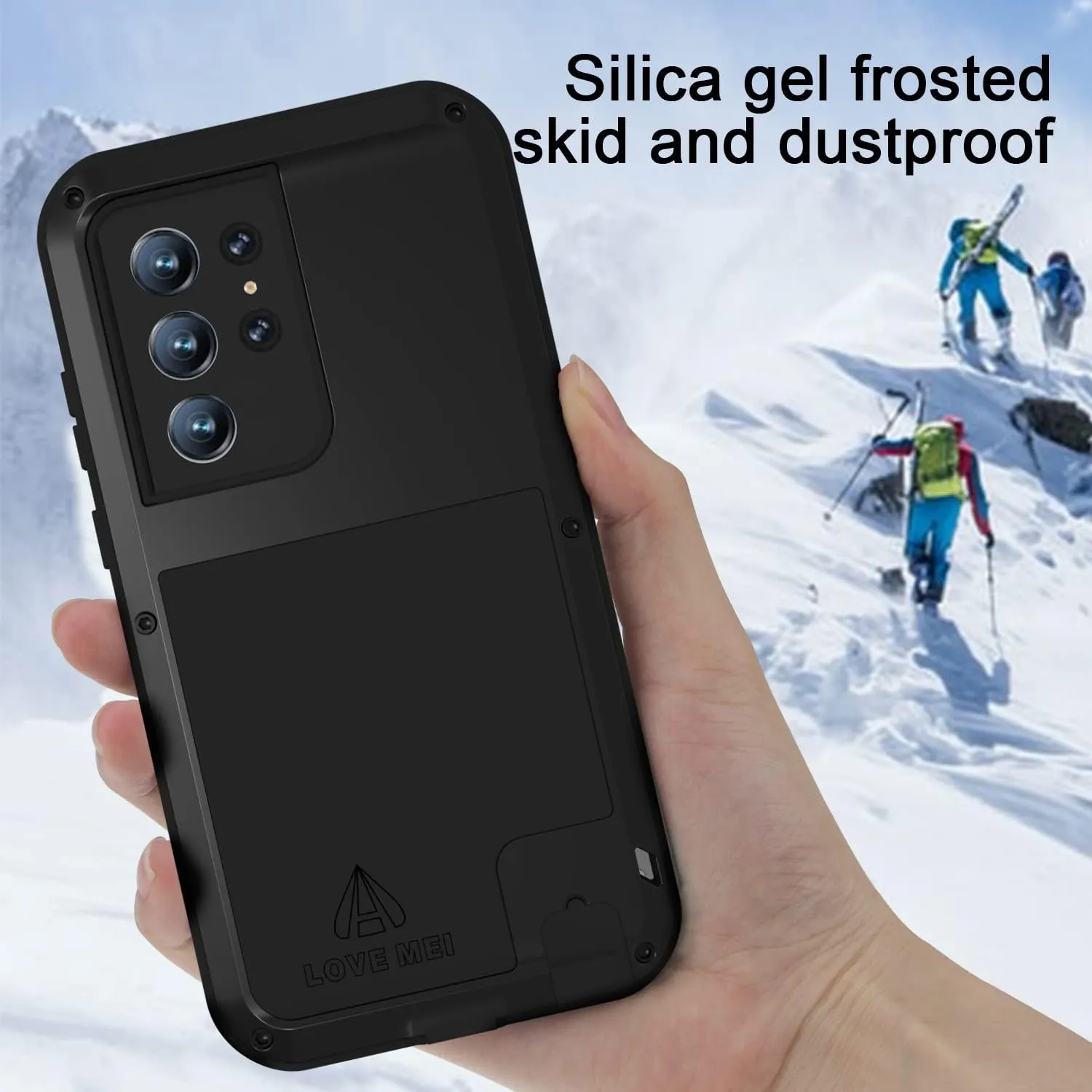 LOVE MEI for Samsung Galaxy S22 (6.1'') Case,Outdoor Sports Military Heavy Duty Metal Cover Shockproof Dustproof Full Body Protective Case with Built in Tempered Glass Screen Protector (S22, Black)