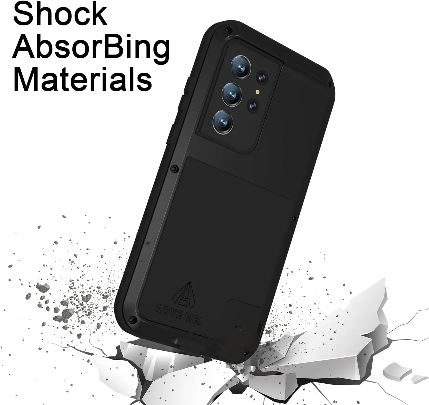 LOVE MEI for Samsung Galaxy S22 (6.1'') Case,Outdoor Sports Military Heavy Duty Metal Cover Shockproof Dustproof Full Body Protective Case with Built in Tempered Glass Screen Protector (S22, Black)