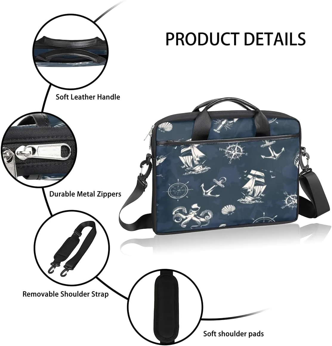 Love Penguin Laptop Bag for Men Women 13-15 Inch Case Bags Sleeve Shoulder with Anti Slip Removable The Pad Straps