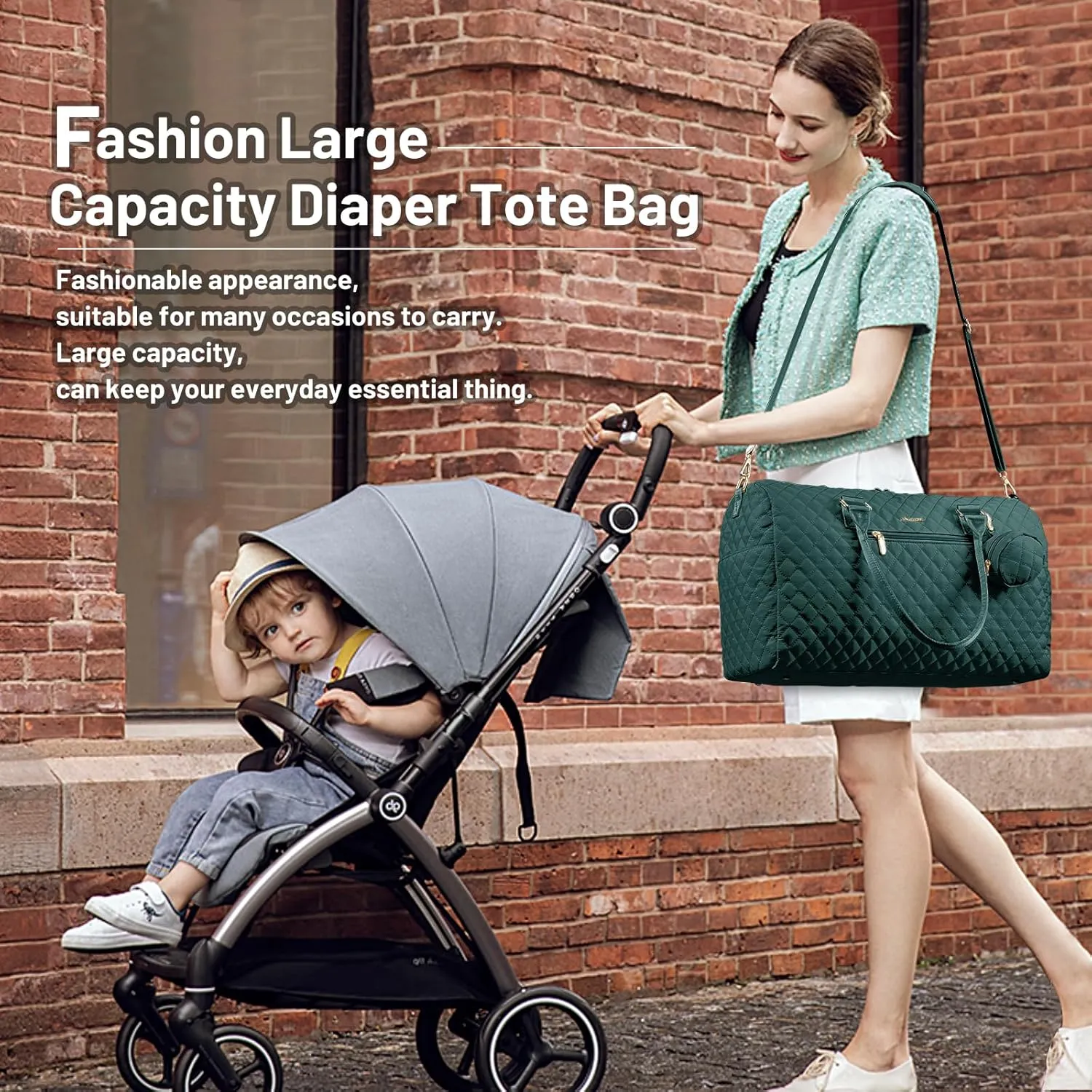 LOVEVOOK Diaper Bag Tote with Pacifier Case and Changing Pad, Large Capacity Mommy Bag for Hospital and Weekender Travel, Functional Baby Bag Newborn Baby Essential