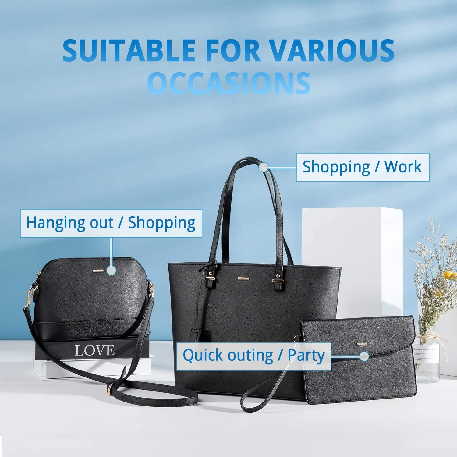 LOVEVOOK Purses for Women Fashion Handbag Set Tote Bags Shoulder Bag Top Handle Satchel Bags