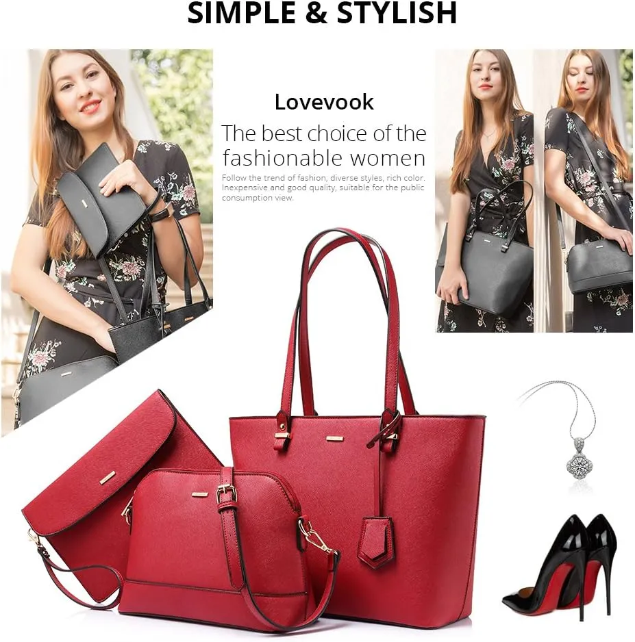 LOVEVOOK Purses for Women Fashion Handbag Set Tote Bags Shoulder Bag Top Handle Satchel Bags