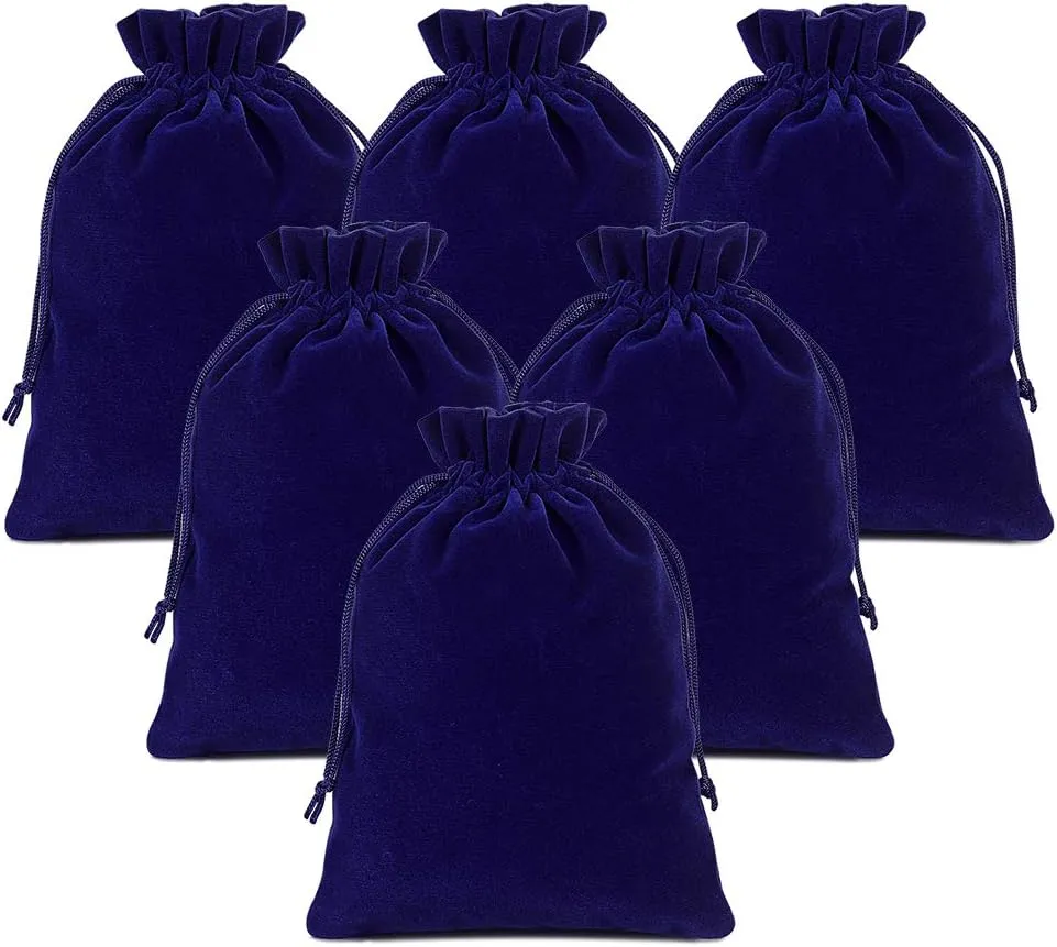 Lucky Monet 25/50/100PCS Velvet Drawstring Bags Jewelry Pouches for Christmas Birthday Party Wedding Favors Gift Candy Headphones Art and DIY Craft (100Pcs, Royal Blue, 4” x 6”)