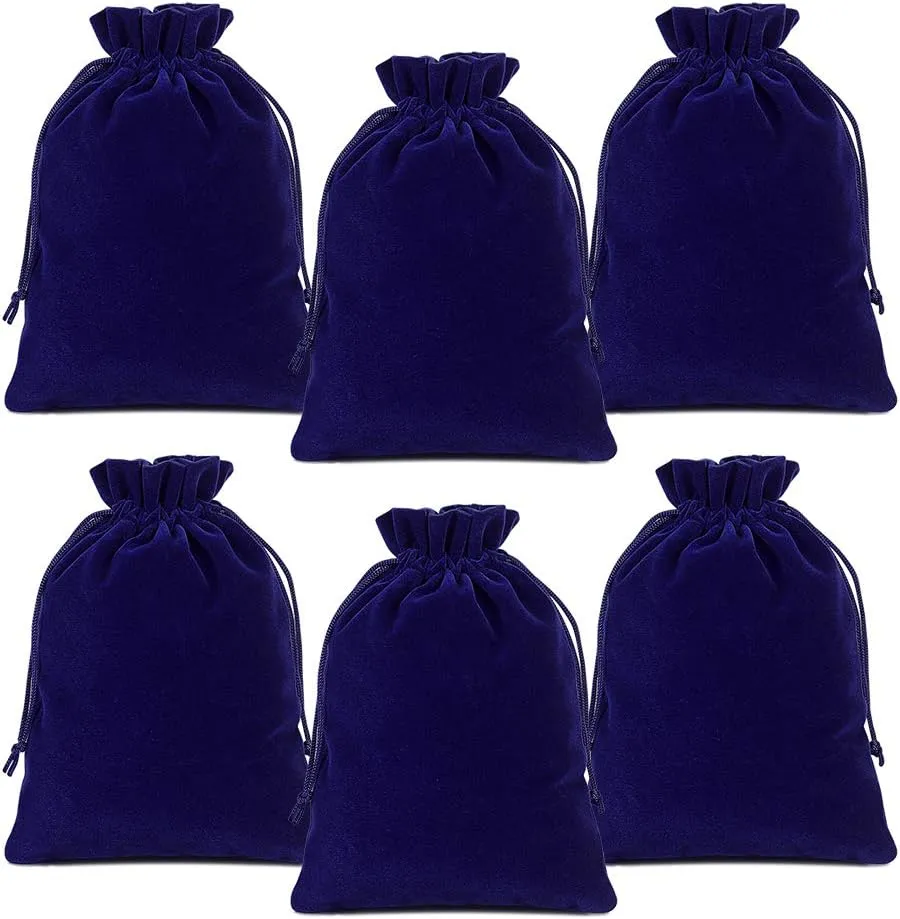 Lucky Monet 25/50/100PCS Velvet Drawstring Bags Jewelry Pouches for Christmas Birthday Party Wedding Favors Gift Candy Headphones Art and DIY Craft (100Pcs, Royal Blue, 4” x 6”)