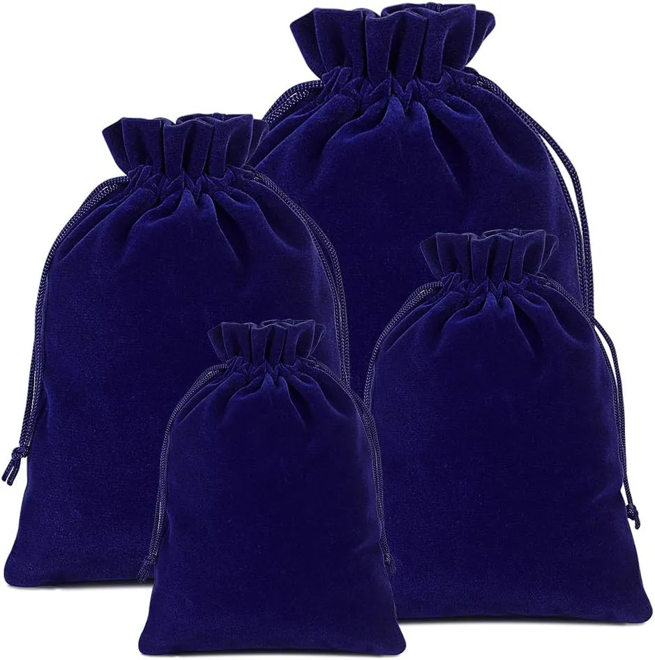 Lucky Monet 25/50/100PCS Velvet Drawstring Bags Jewelry Pouches for Christmas Birthday Party Wedding Favors Gift Candy Headphones Art and DIY Craft (100Pcs, Royal Blue, 4” x 6”)