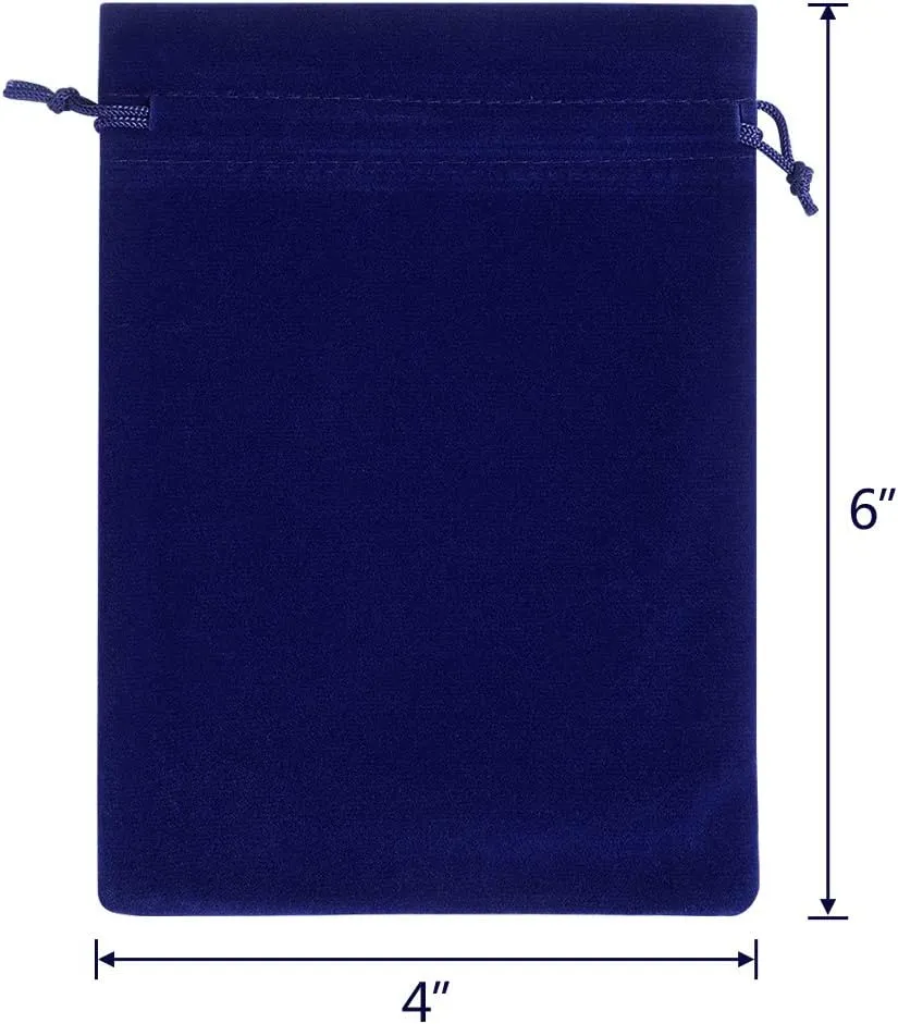 Lucky Monet 25/50/100PCS Velvet Drawstring Bags Jewelry Pouches for Christmas Birthday Party Wedding Favors Gift Candy Headphones Art and DIY Craft (100Pcs, Royal Blue, 4” x 6”)