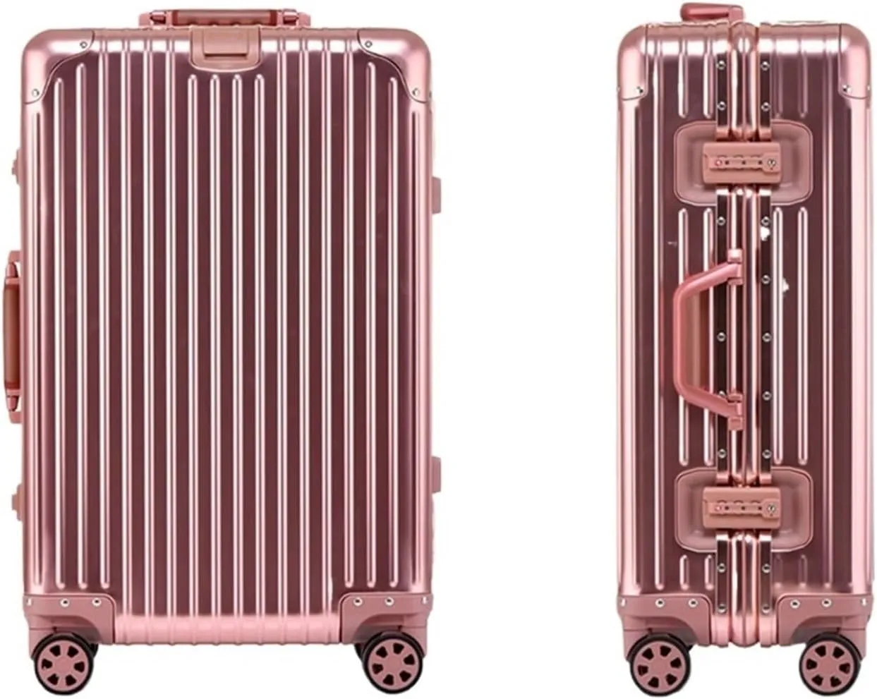 Luggage Suitcase Aluminum Metal Password Trolley Luggage Suitcase Trip Cabin Carry-on 20/24/28/32 Inch Travel Bags Suitcases Suitcase(Titanium gold,30 inch)