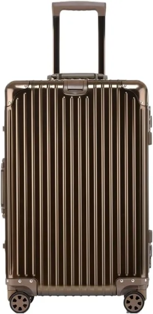 Luggage Suitcase Aluminum Metal Password Trolley Luggage Suitcase Trip Cabin Carry-on 20/24/28/32 Inch Travel Bags Suitcases Suitcase(Titanium gold,30 inch)