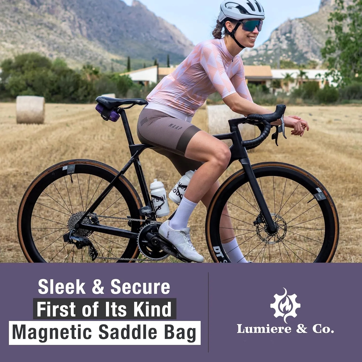 Lumiere & Co. Bike Seat Bag, Road Bike Bag, Small Bike Seat bags, Cycling Seat bag, Bike Under Seat Bag, Seat Bicycle bag, Bike Bag Under seat, Cycling Saddle Bag (Purple, Small)