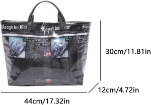 Lushandy Tote Bag for Women Large Retro PVC Tote Bag Shiny Tote Bag Fashion Shopping Tote Bag Vintage Beach Tote Hobo Handbag