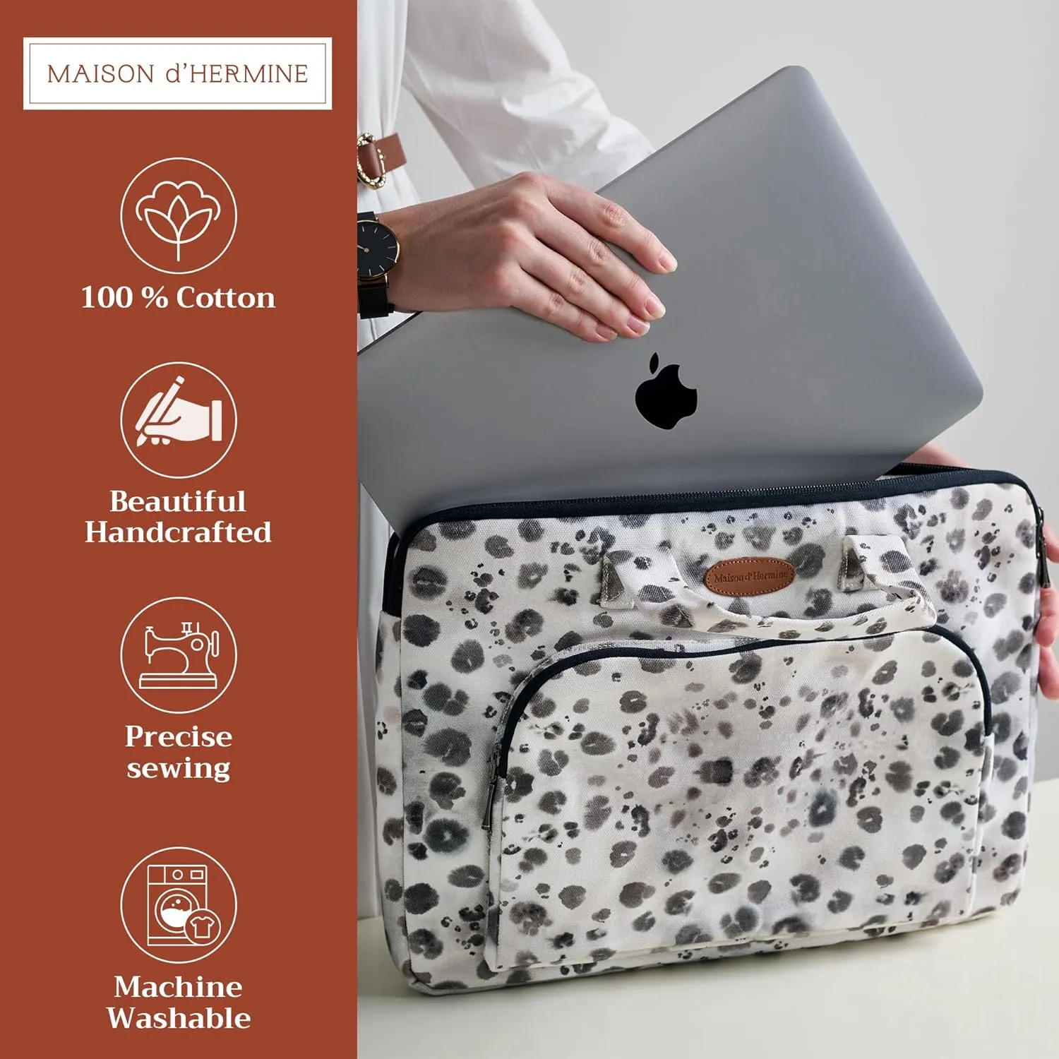 Maison d'Hermine Laptop bag with front pocket Stain and water repellent Cotton canvas