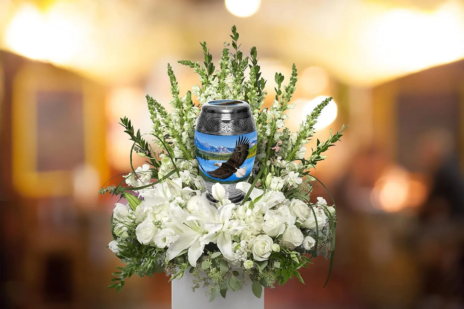 Majestic Eagle Cremation Urn for Ashes Adult Male - Beautifully Handcrafted & Personalized Cremation Urns for Human Ashes Adult Man